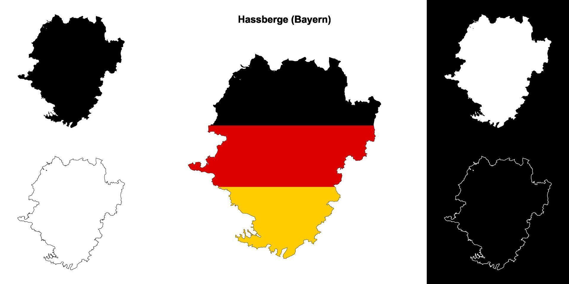 Hassberge, Bayern blank outline map set vector