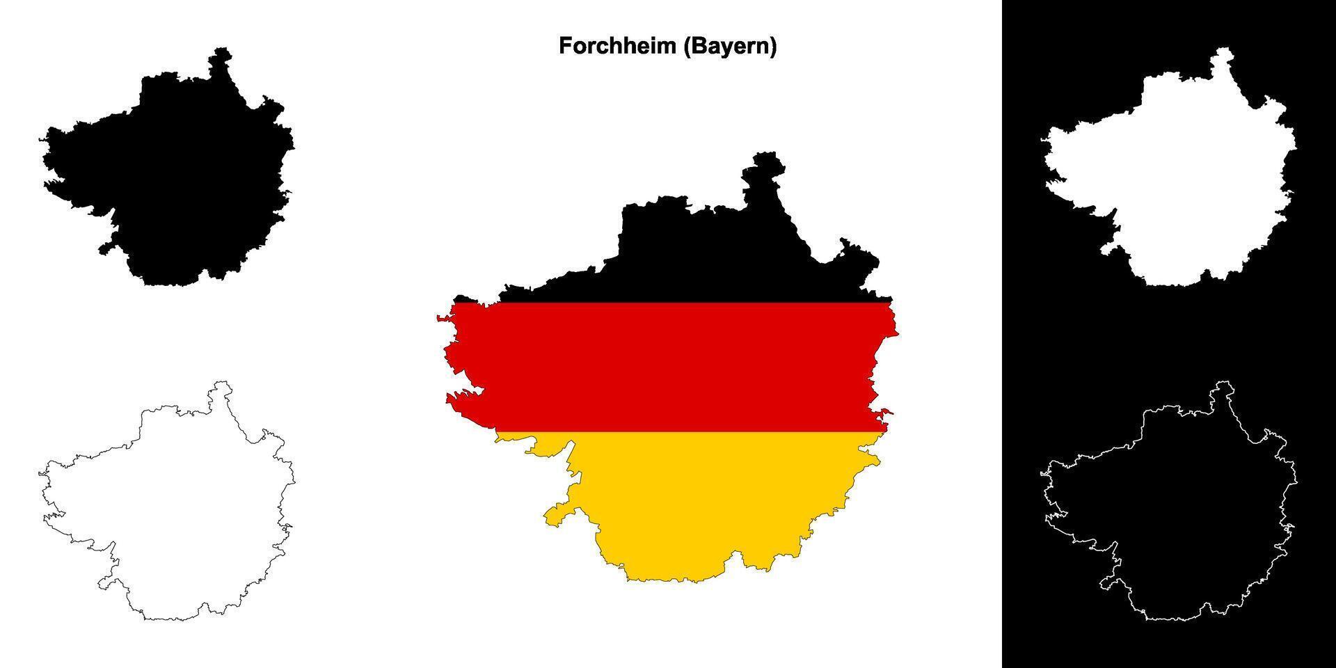 Forchheim, Bayern blank outline map set vector