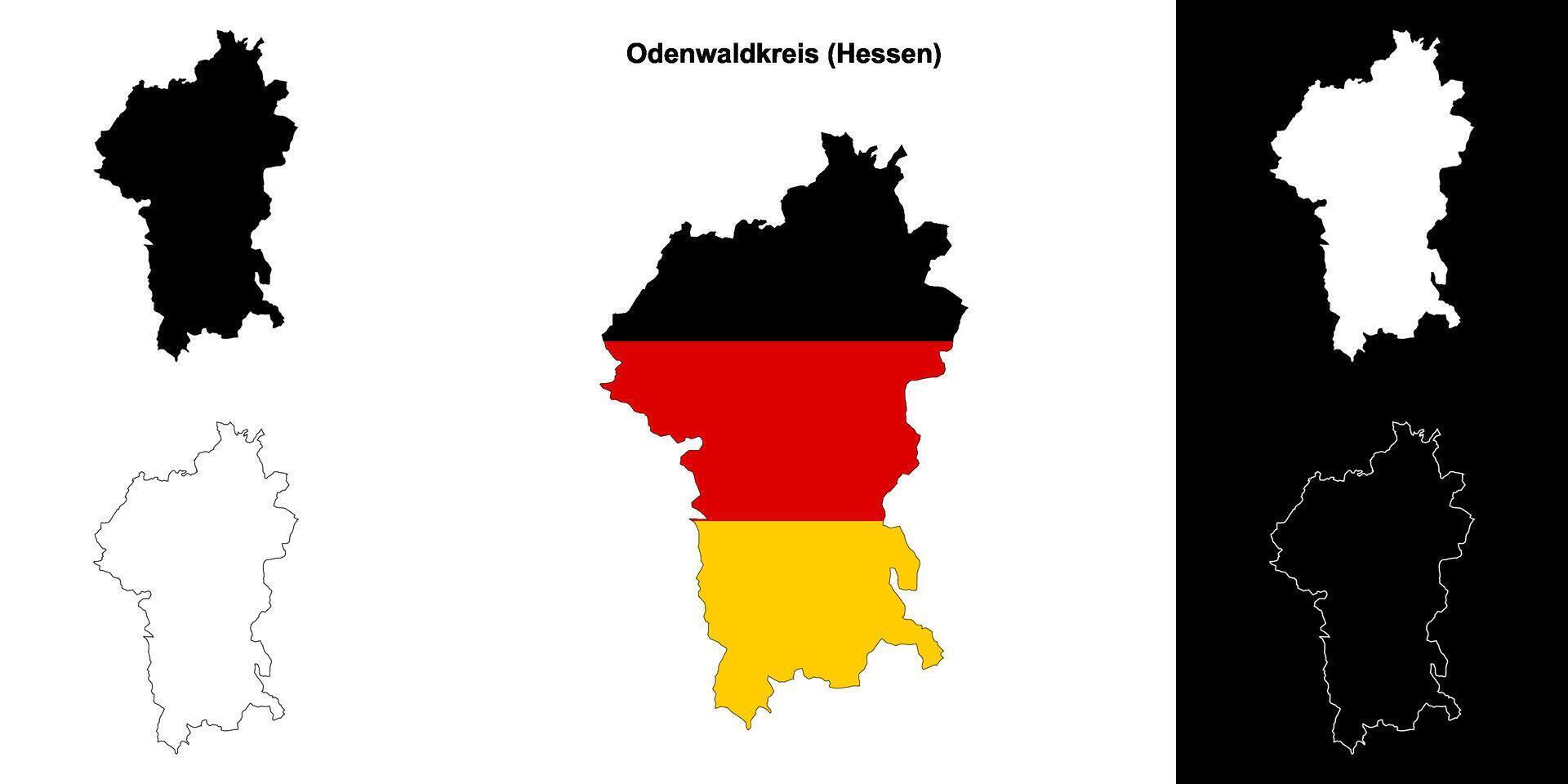 Odenwaldkreis, Hessen blank outline map set vector