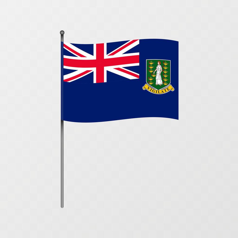 British Virgin Islands national flag on flagpole. illustration. vector