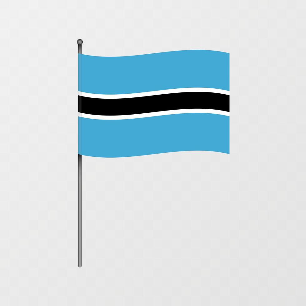 Botswana national flag on flagpole. illustration. vector