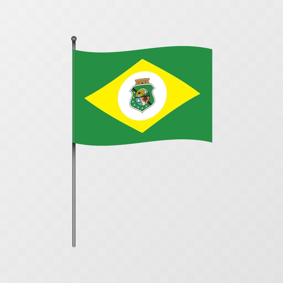 Ceara flag on flagpole. illustration. vector