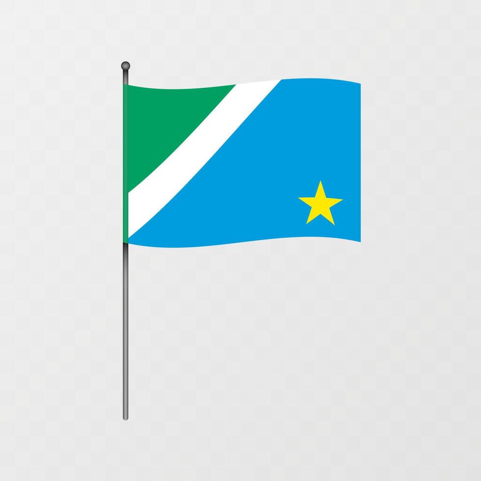 Mato Grosso do Sul flag on flagpole. illustration. vector