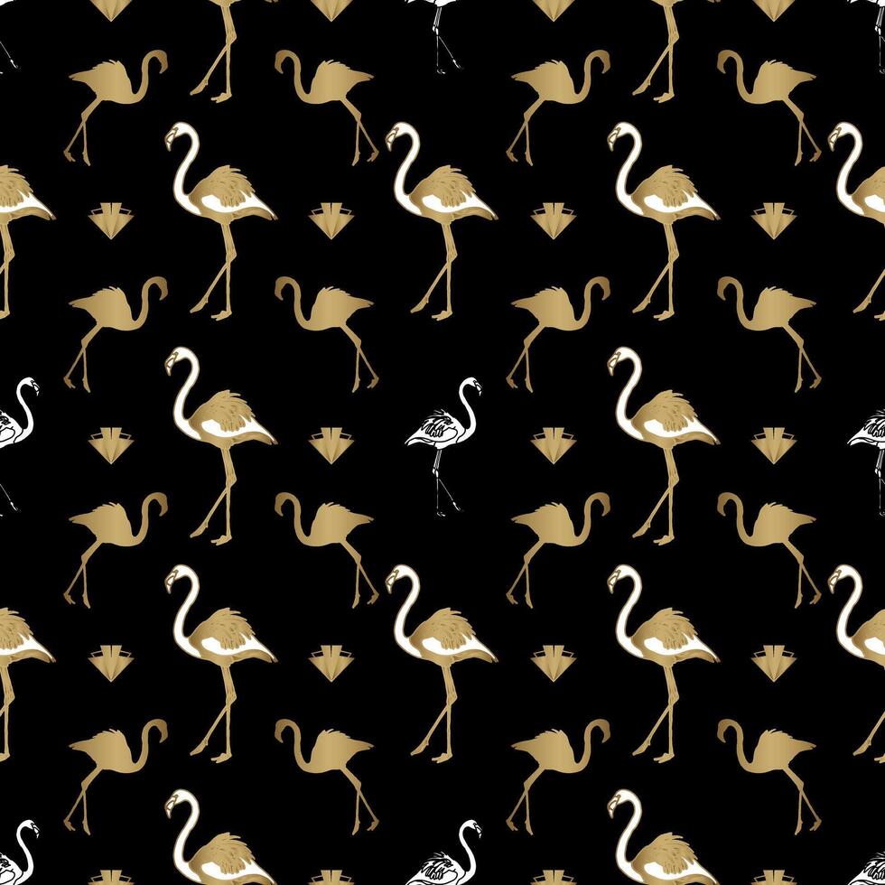Art Deco Flamingo Seamless Pattern Design vector