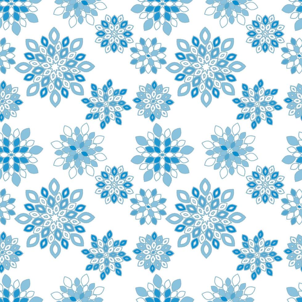 Blue Tile Floral Repeat Pattern Background vector