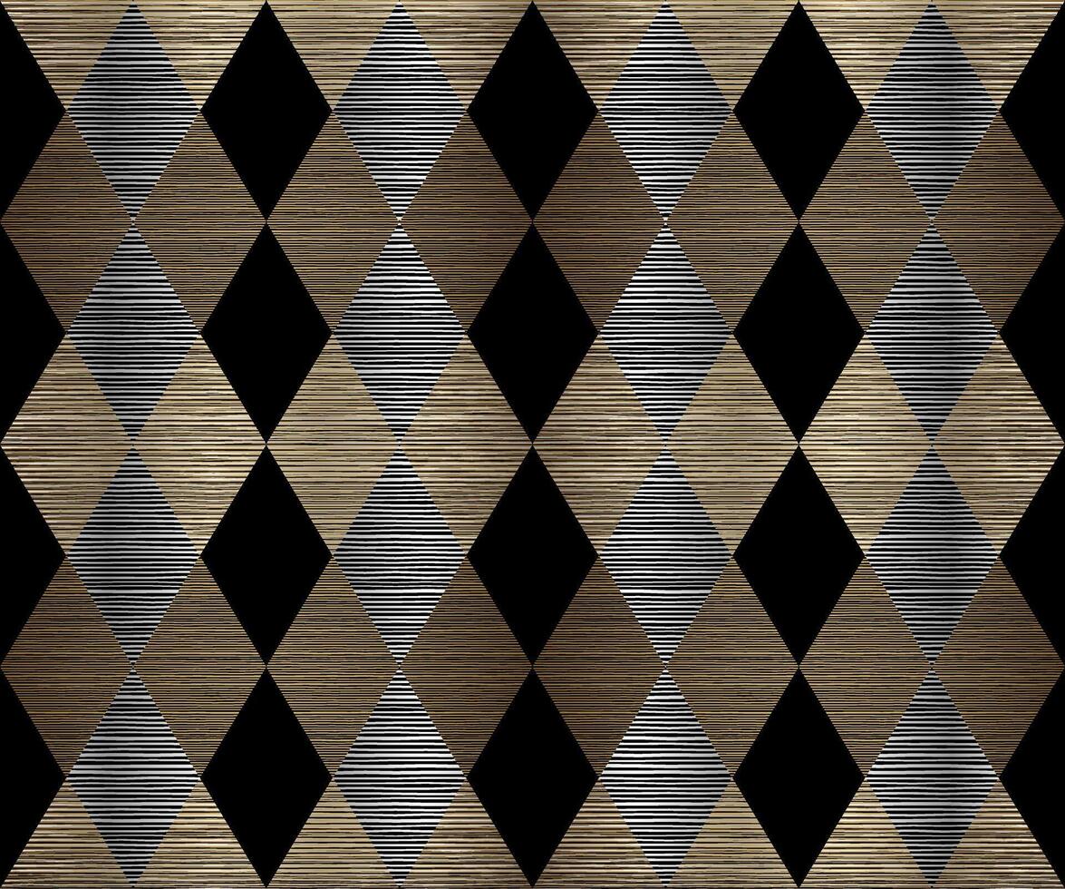 Elegant Rhombus Geometric Seamless Pattern in Gold Metal Color vector