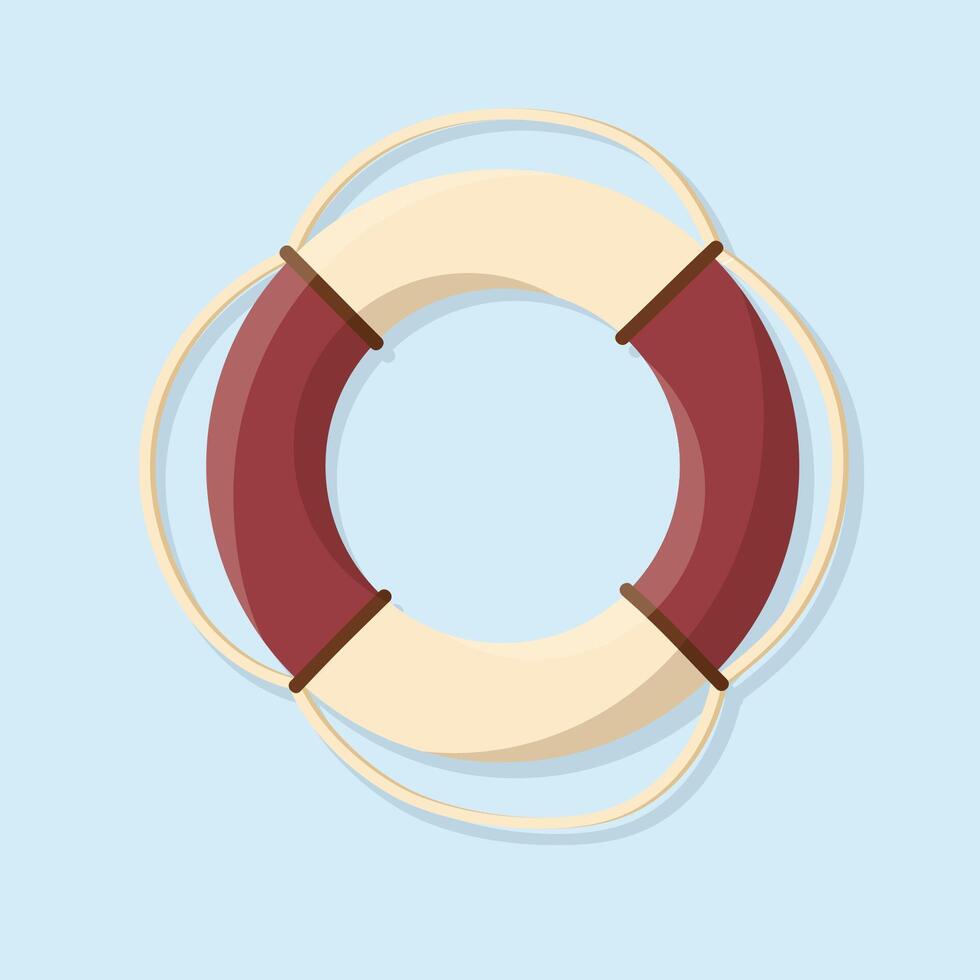 Colorful lifebuoy isolated on blue background. Flat style illustration. vector