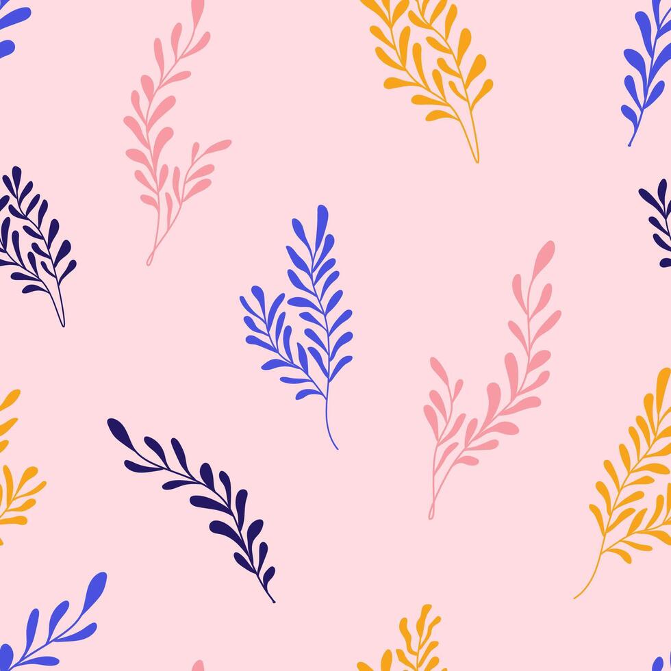Cute seamless tropical pattern with seaweed. vector