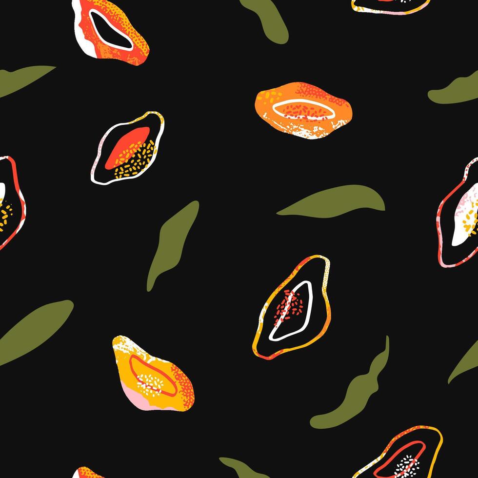 Mango seamless pattern with whole and sliced. vector