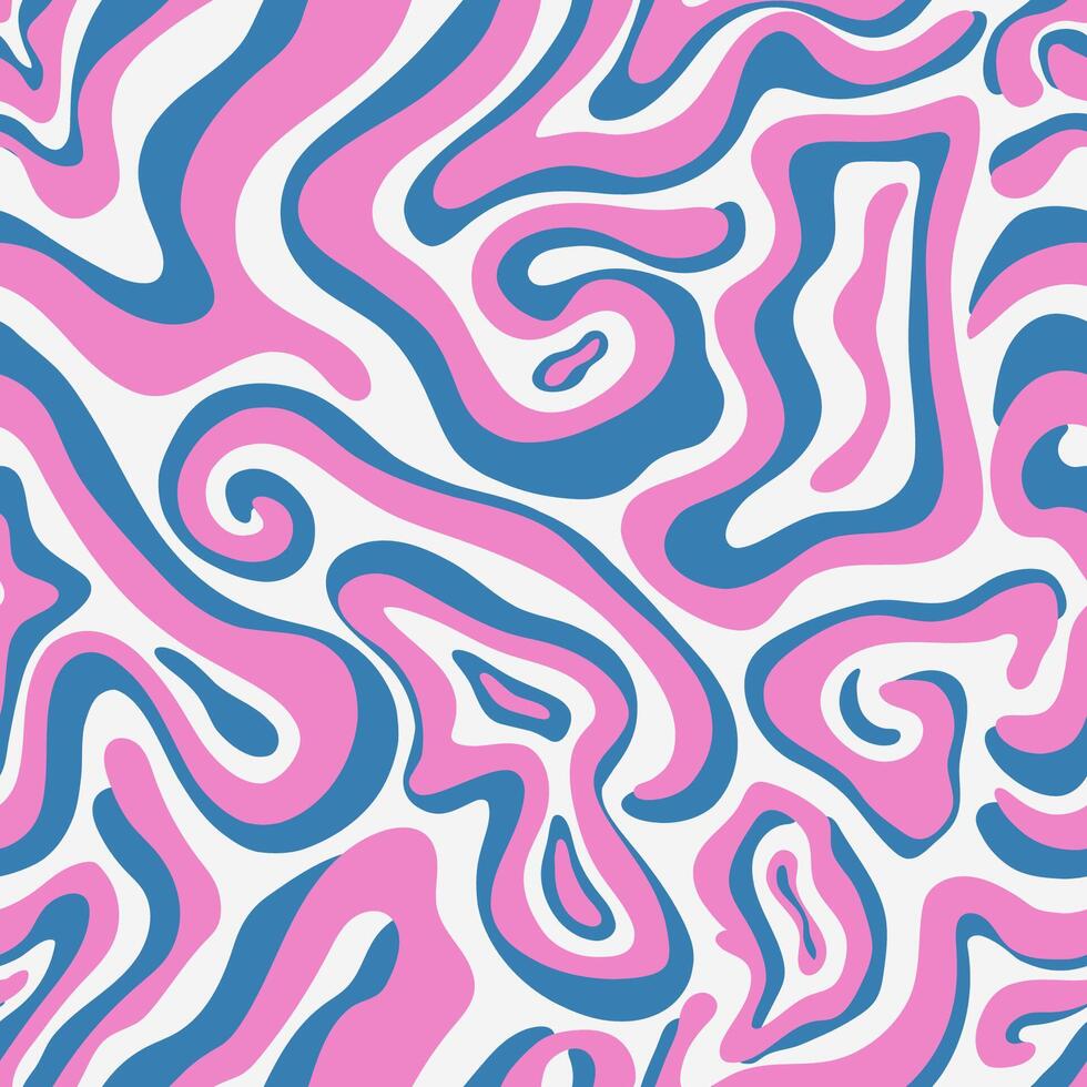 Groovy seamless pattern with animal print. Pattern for fabric with zebra, tiger texture. Background in retro trippy style. Hippie 60s, 70s style. vector