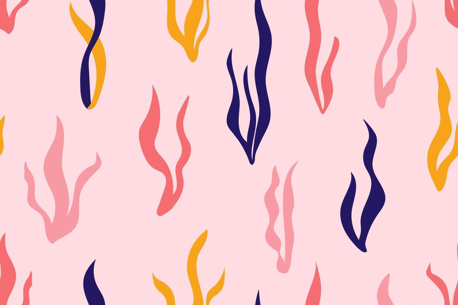 Cute seamless tropical pattern with seaweed. Perfect for wallpapers, web page backgrounds, surface textures, textile. Hawaii surfing illustration. vector