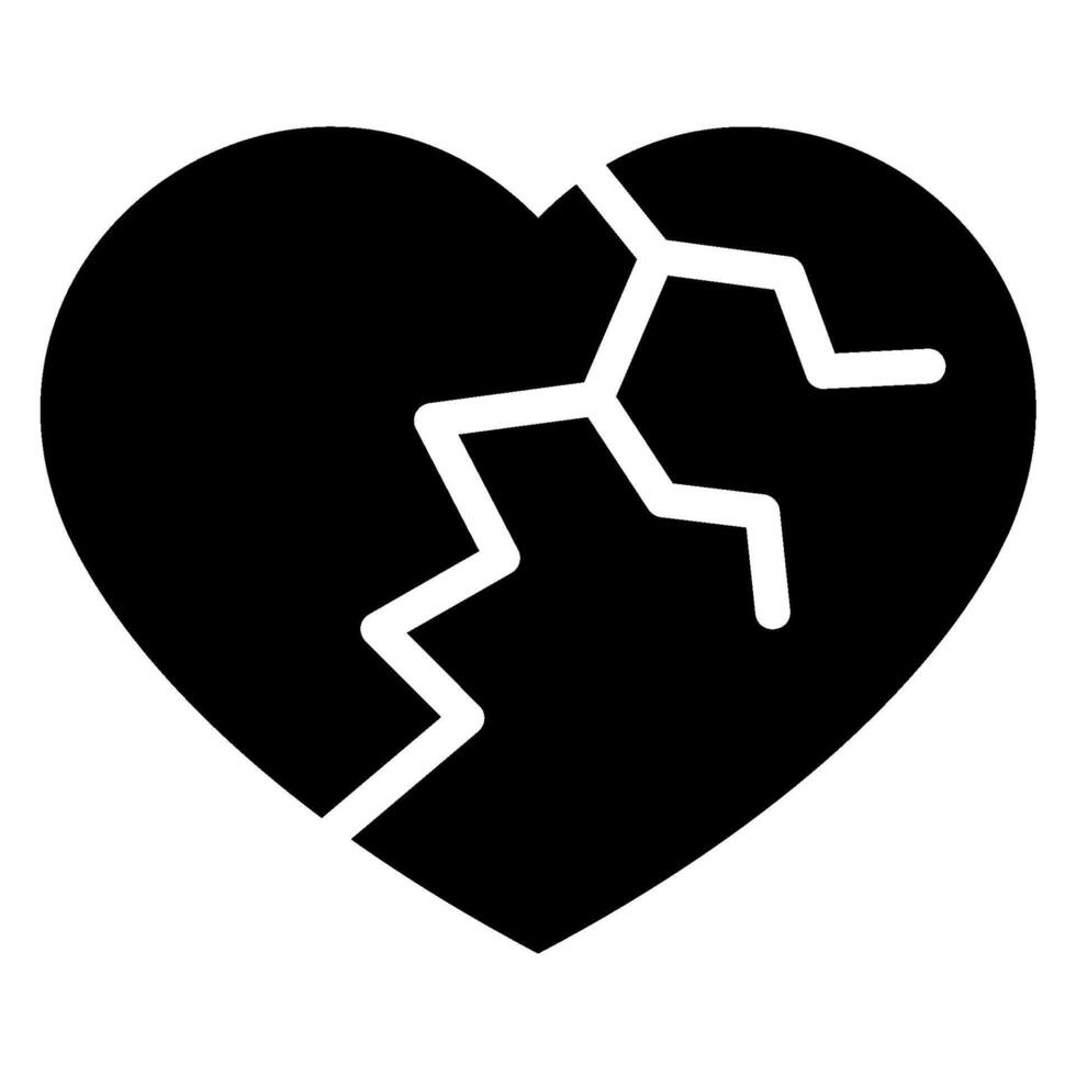 broken heart glyph icon vector