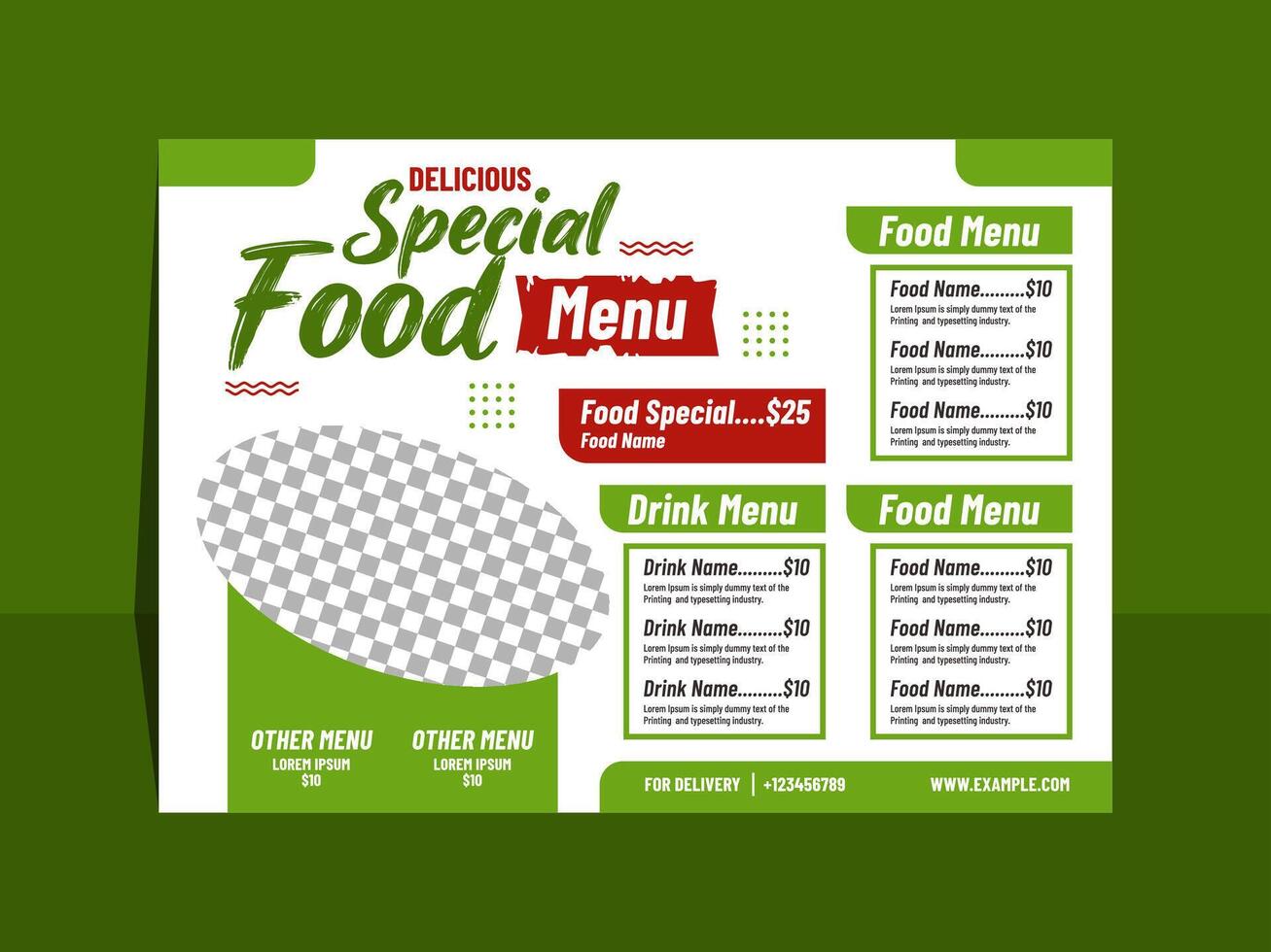 Delicious food Landscape menu template design vector