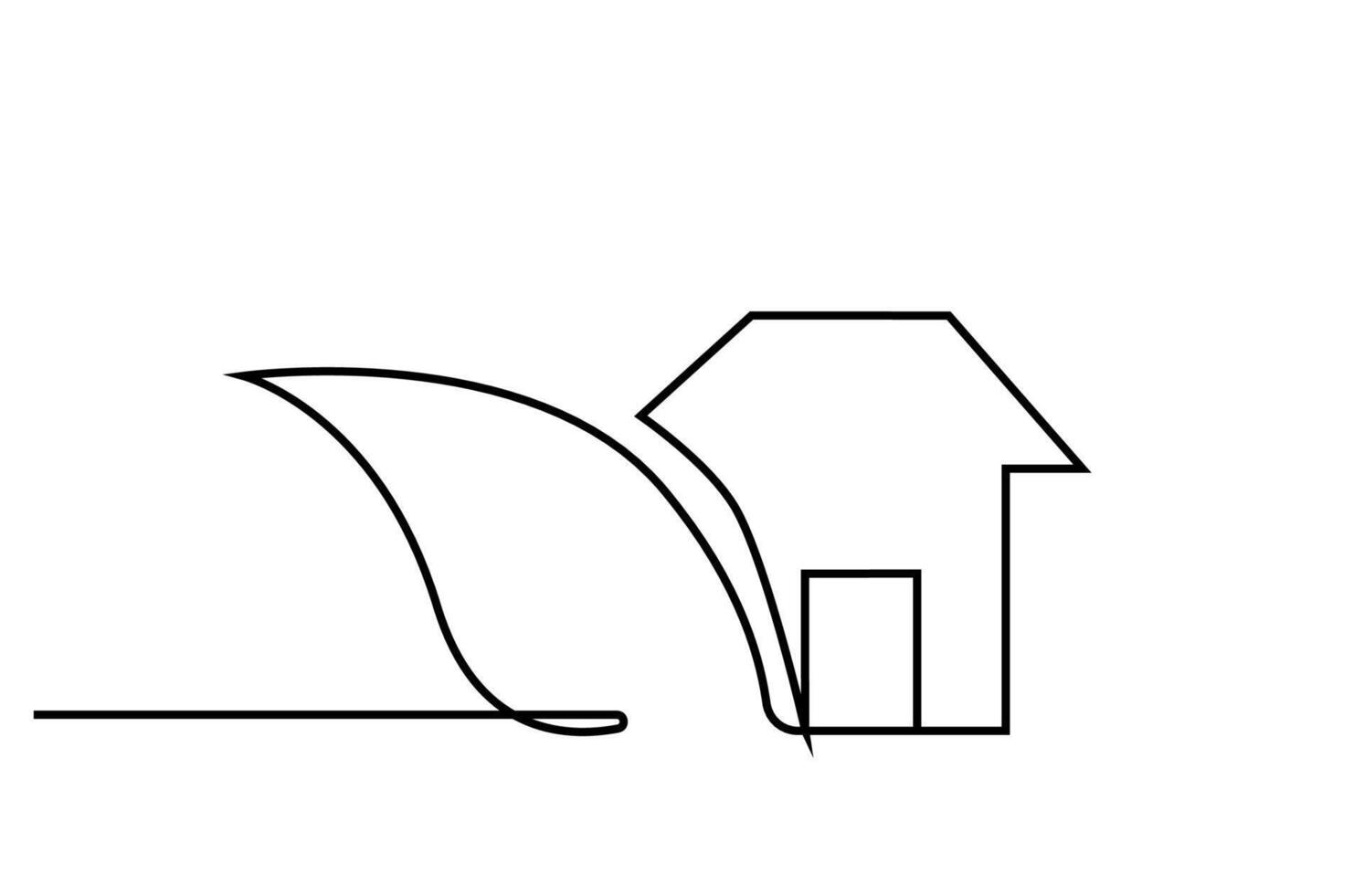 house building plant leaf ecological recyclable healthy nature friendly building line art vector