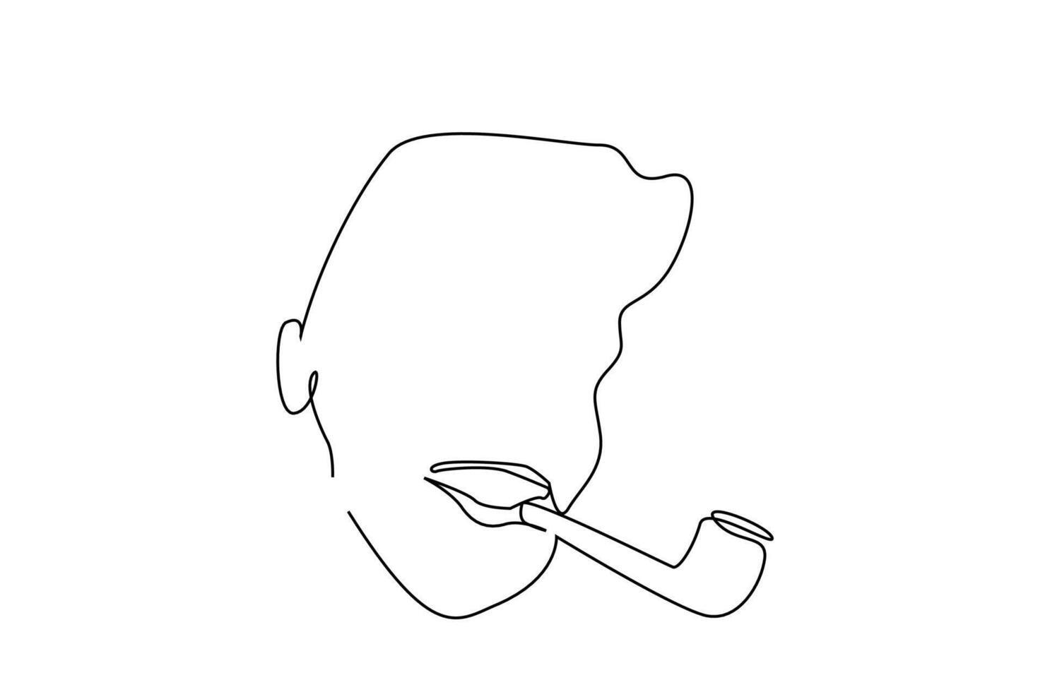 cigar smoking elite happy man head line art design vector