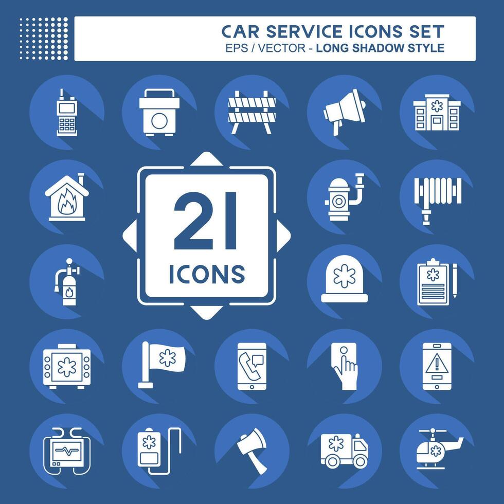 Icon Set Emergency. related to Warning symbol. long shadow style. simple design illustration vector