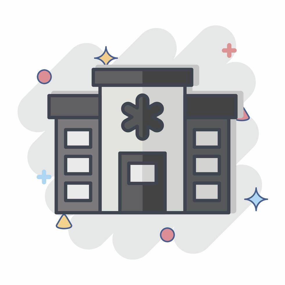 Icon Hospital. related to Emergency symbol. comic style. simple design illustration vector