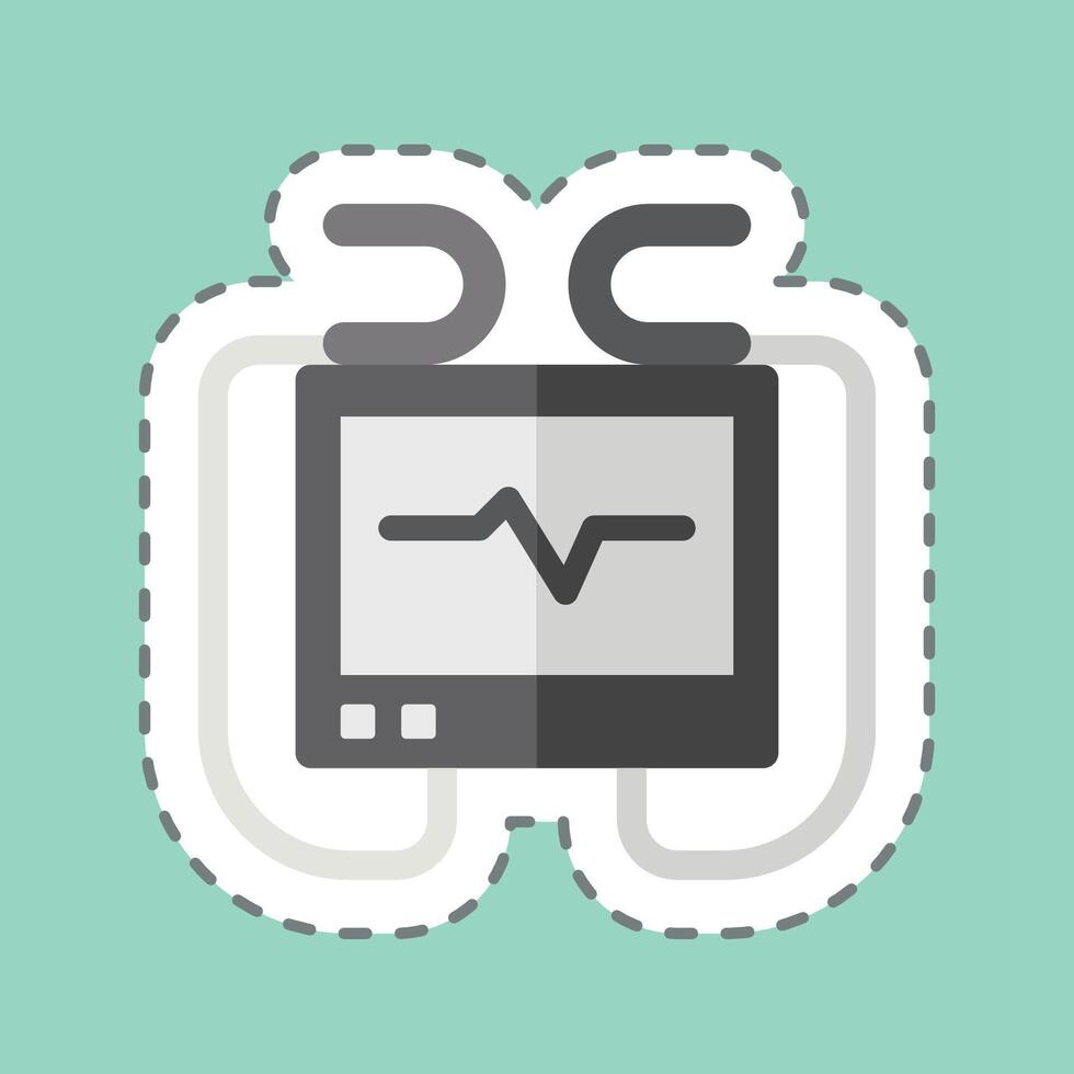 Sticker line cut Defibrillator Machine. related to Emergency symbol. simple design illustration vector