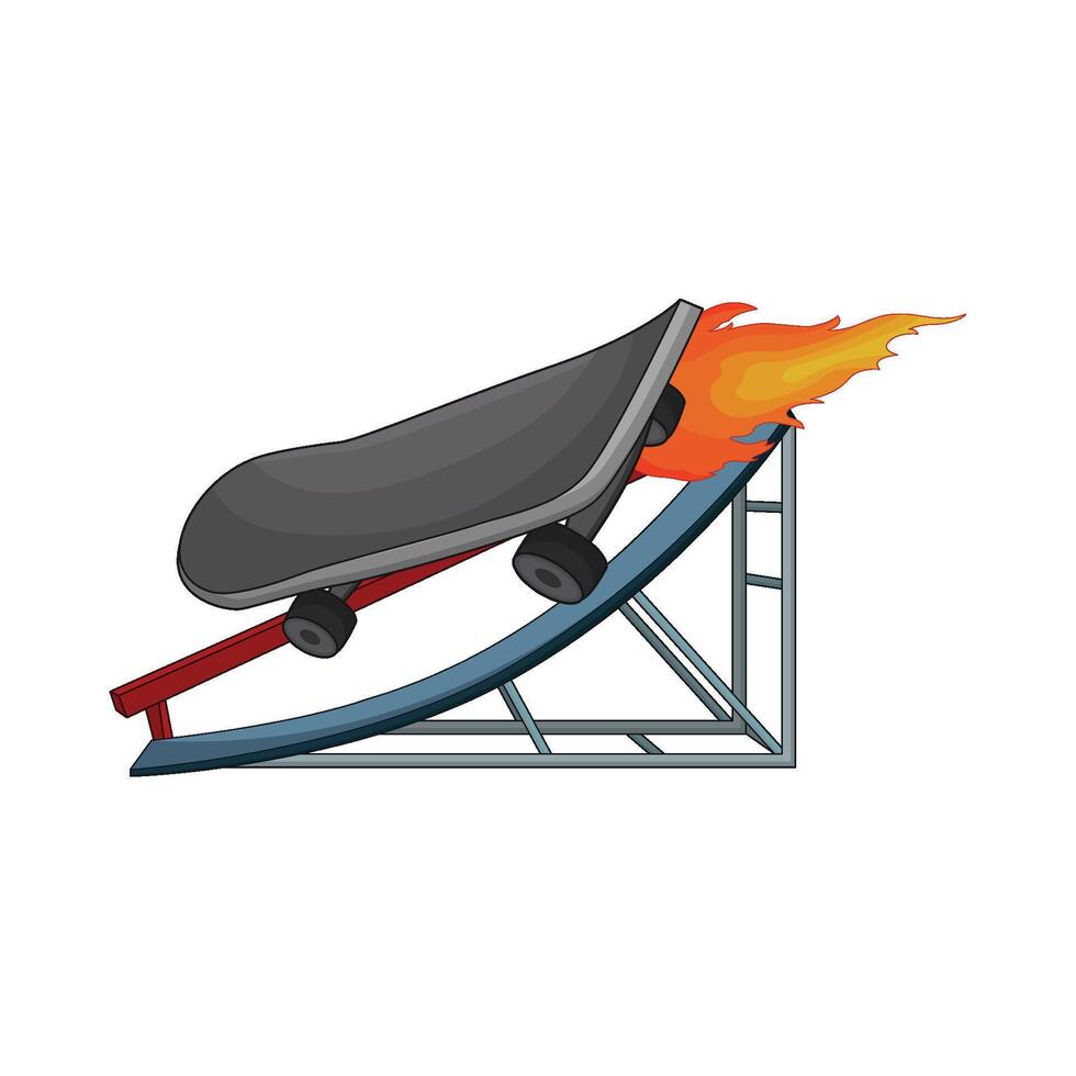 illustration of skateboard fire vector