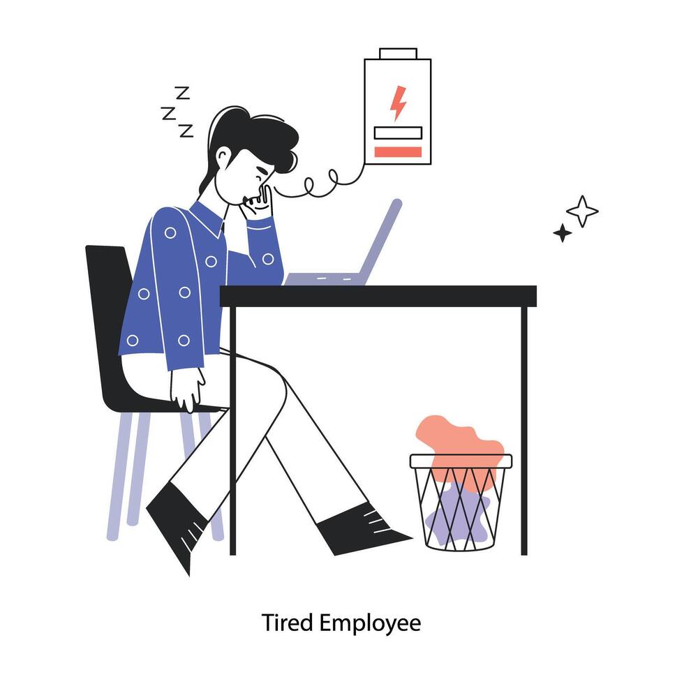 Trendy Tired Employee vector
