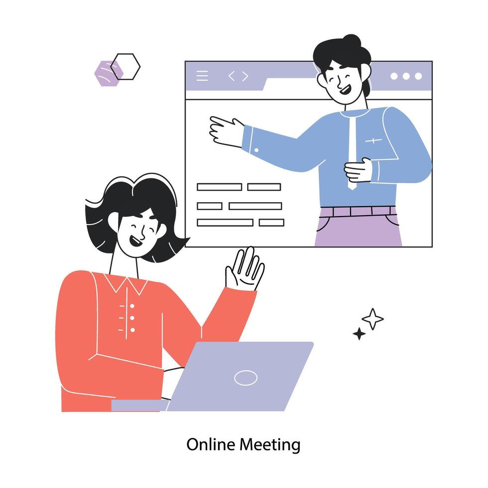 Trendy Online Meeting vector