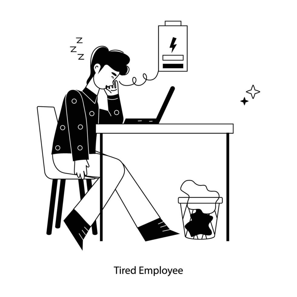 Trendy Tired Employee vector
