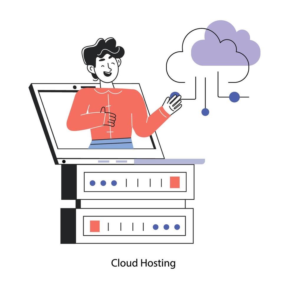 Trendy Cloud Hosting vector
