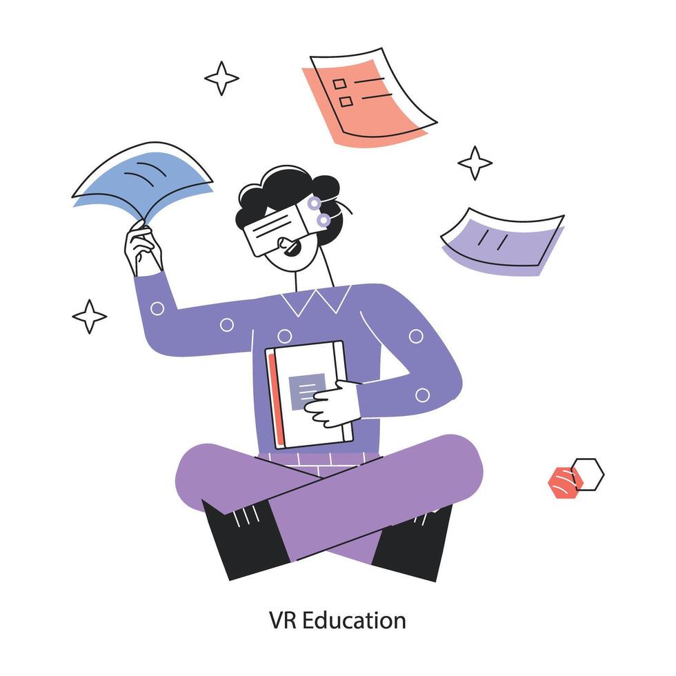 Trendy VR Education vector