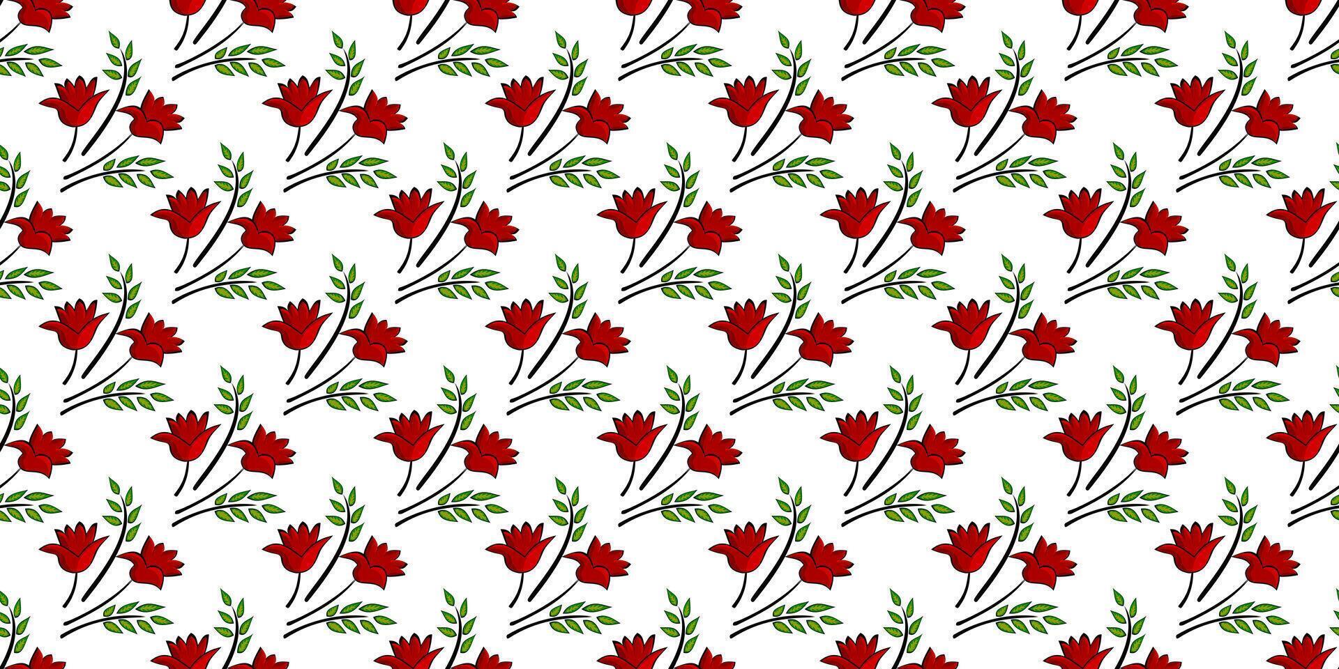 Expandable Pattern of Flowers and Leaves Decoration vector