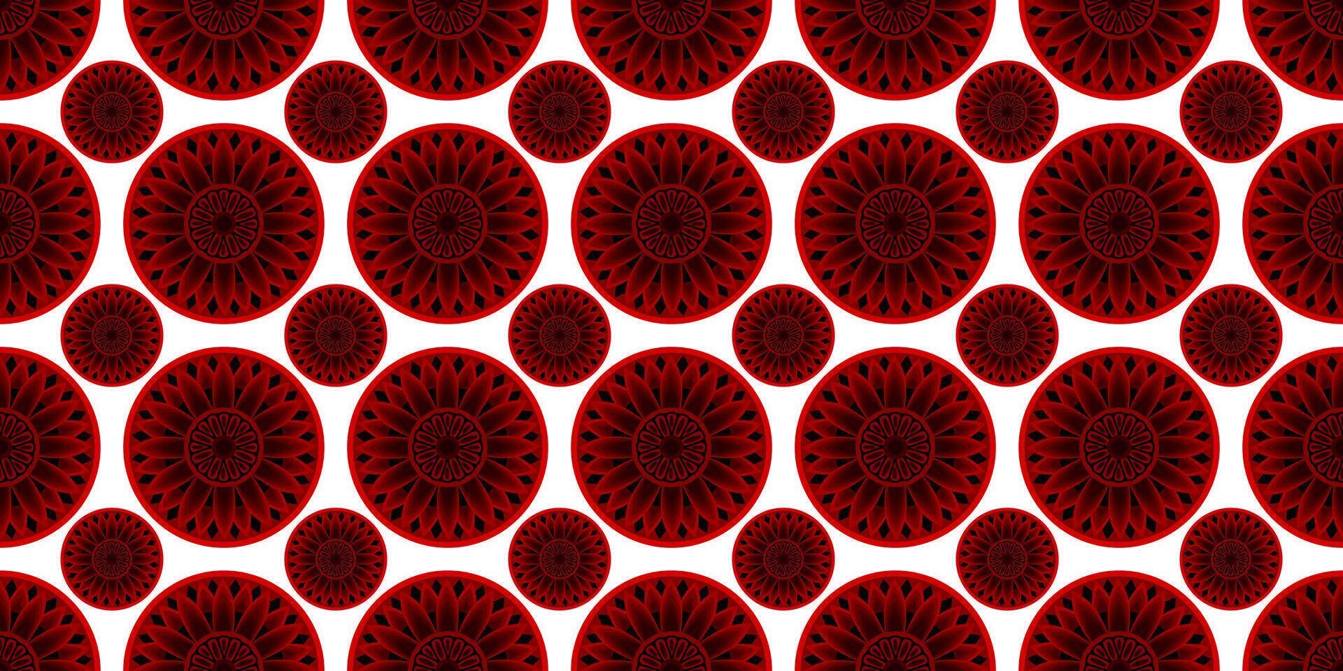 Red and Black Color Circle Flower Design for Designers vector