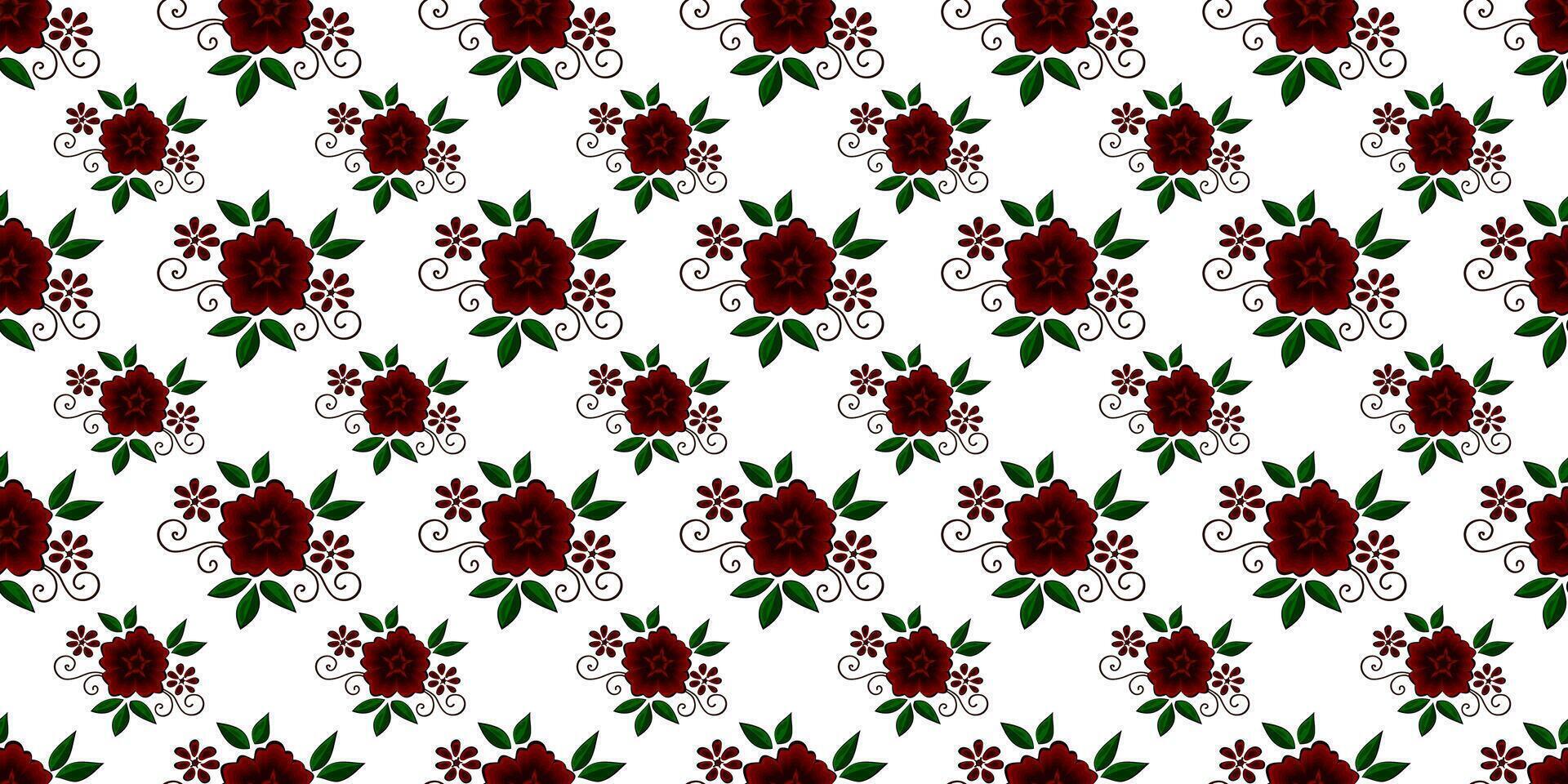 Expandable Pattern of Flowers and Leaves Decoration vector