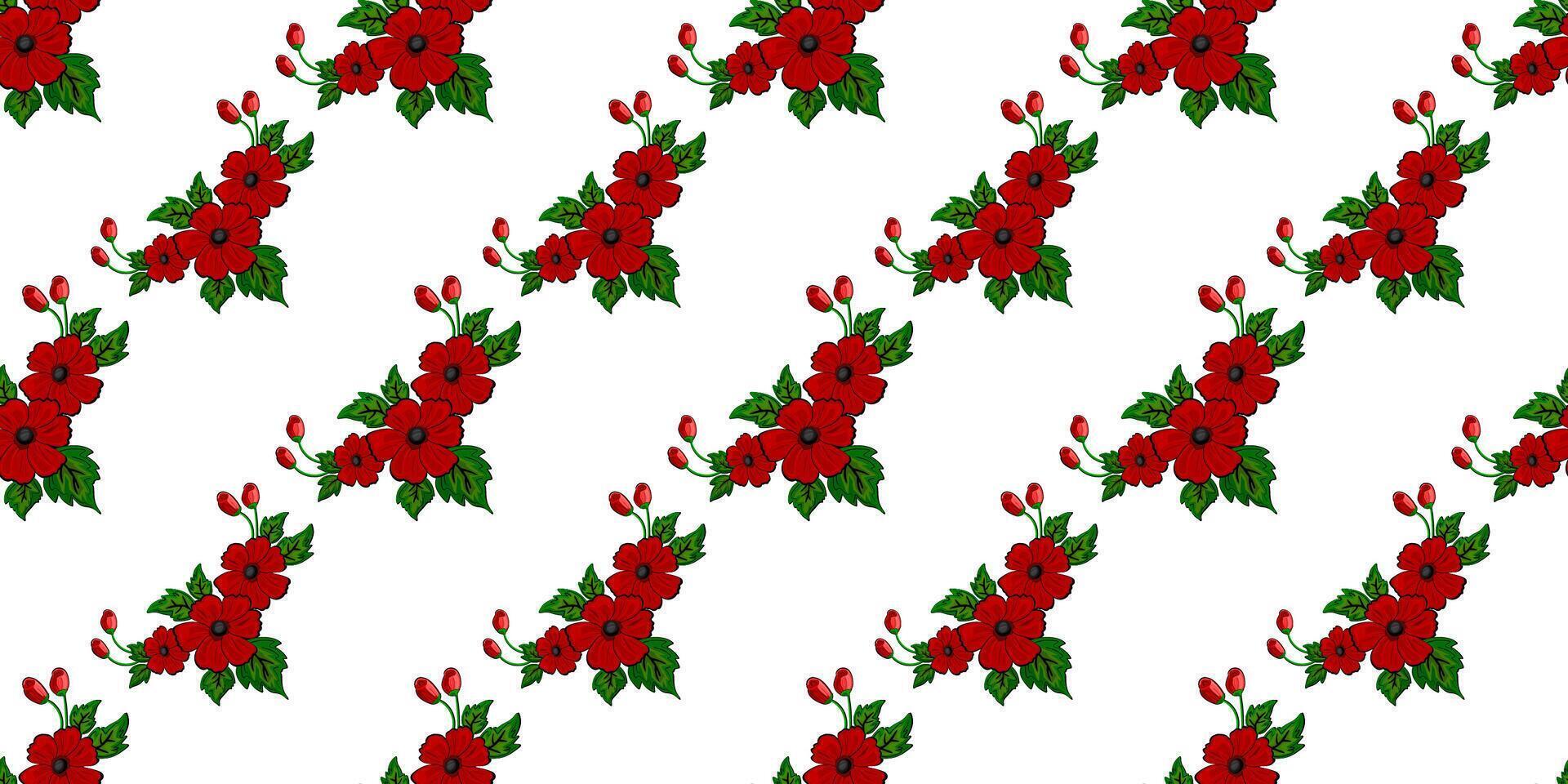 Expandable Pattern of Flowers and Leaves Decoration vector