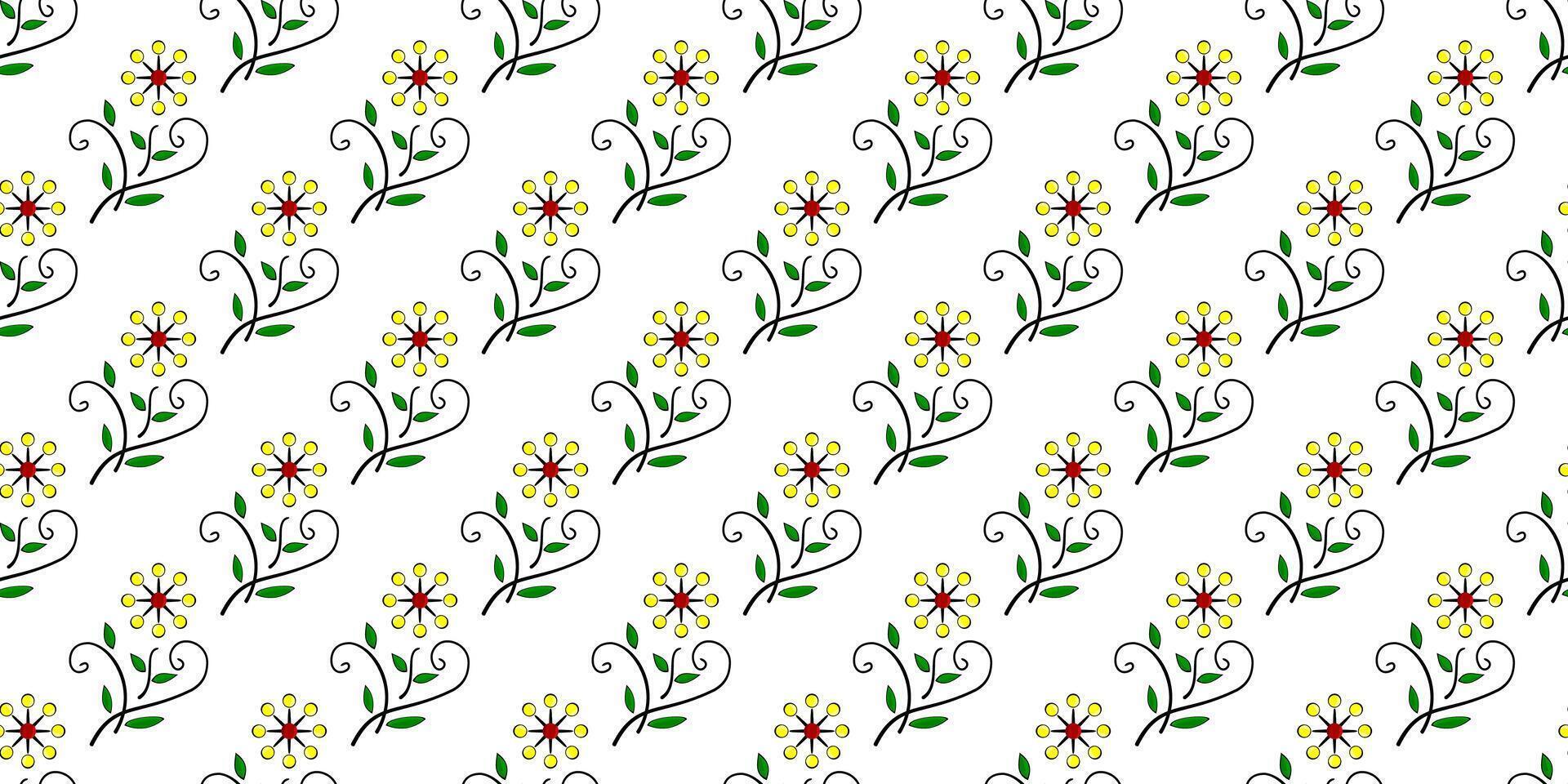 Expandable Pattern of Flowers and Leaves Decoration vector
