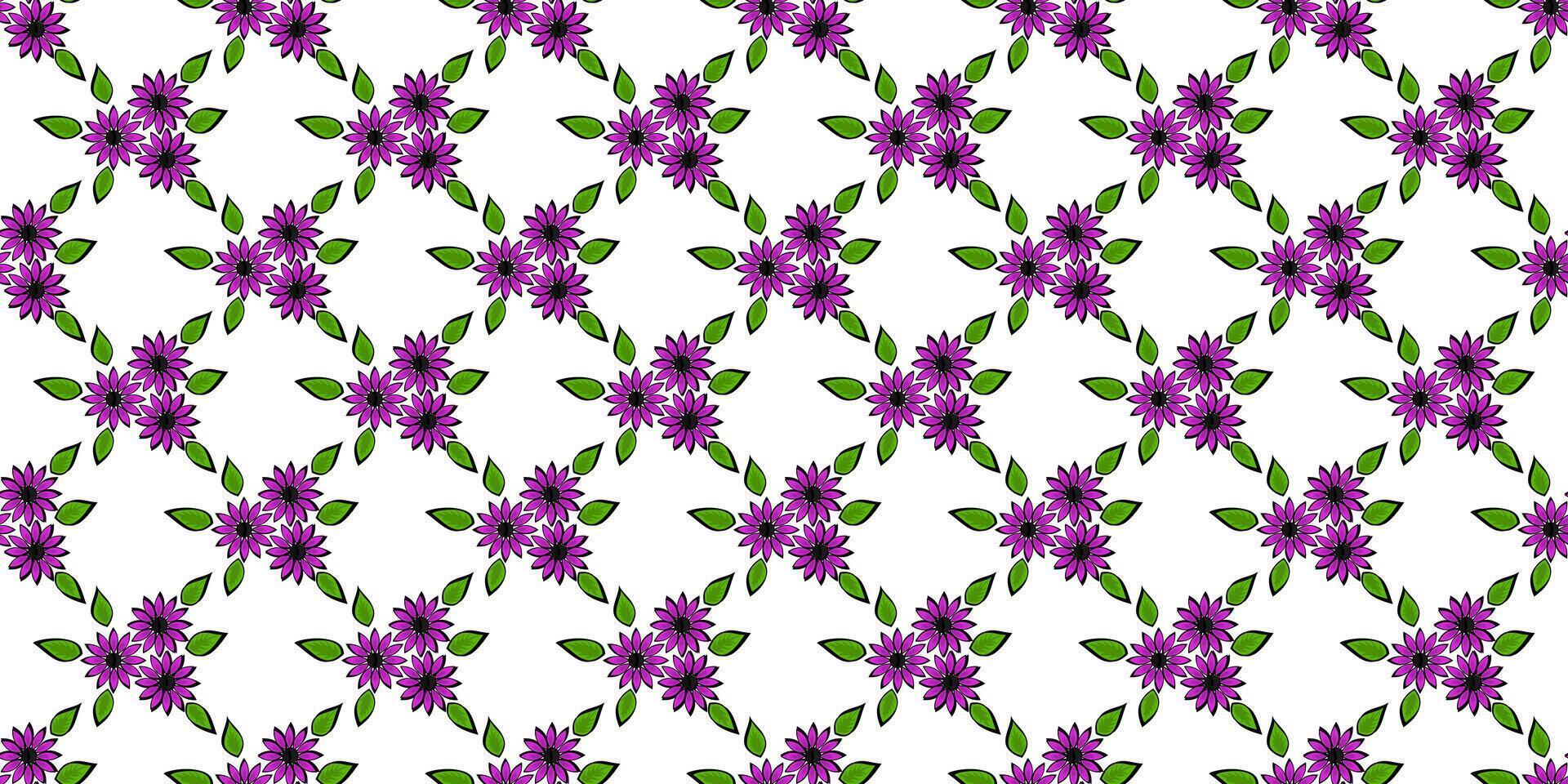 Expandable Pattern of Flowers and Leaves Decoration vector