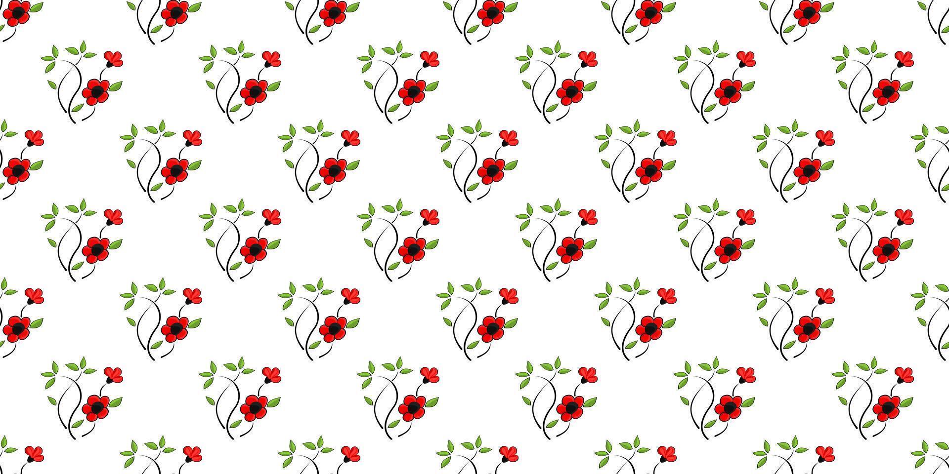 Expandable Pattern of Flowers and Leaves Decoration vector