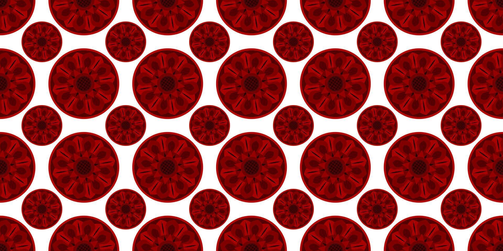 Red and Black Color Circle Flower Design for Designers vector