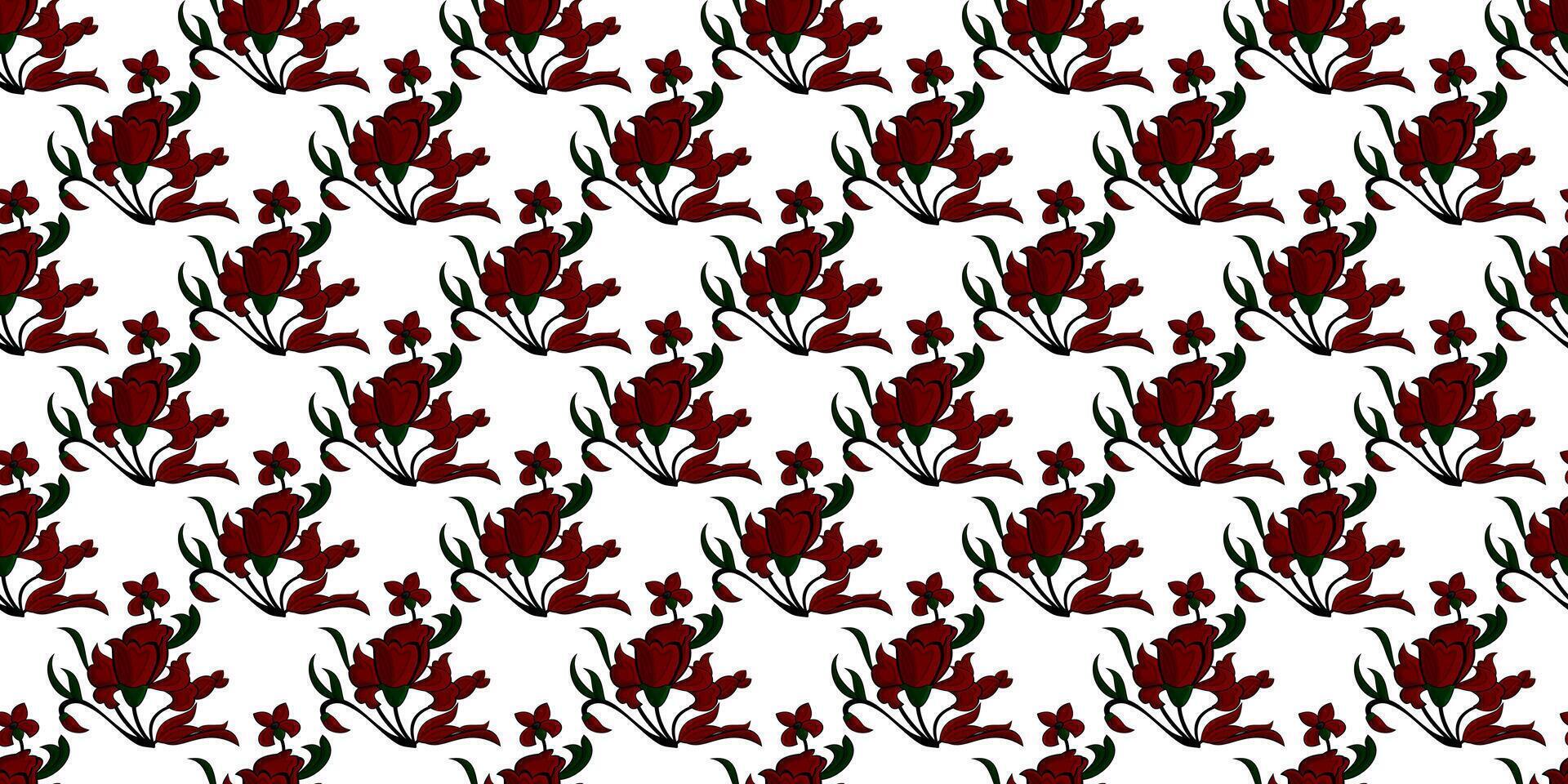 Expandable Pattern of Flowers and Leaves Decoration vector