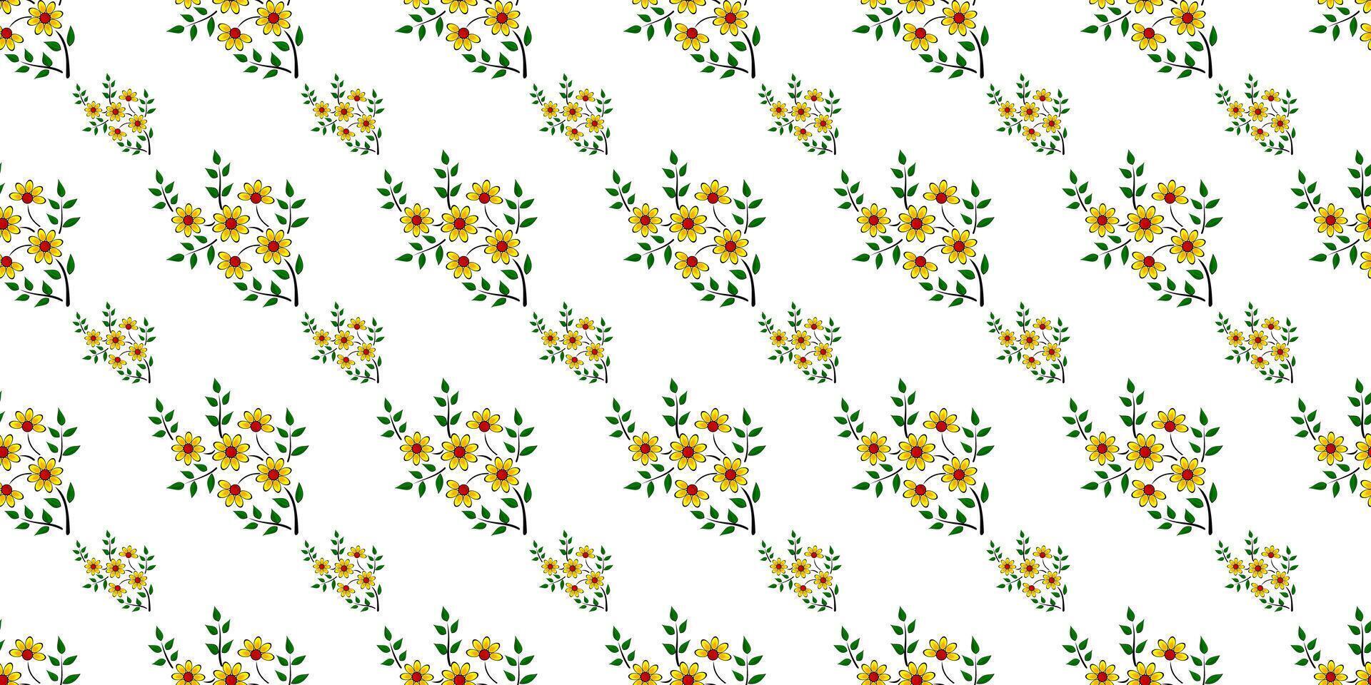 Expandable Pattern of Flowers and Leaves Decoration vector