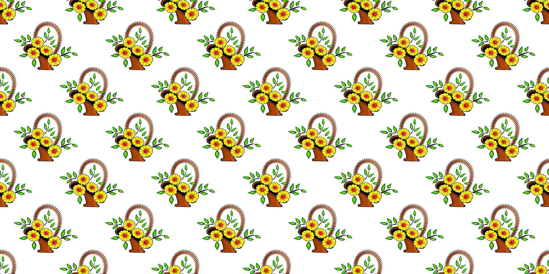 Expandable Pattern of Flowers and Leaves Decoration vector