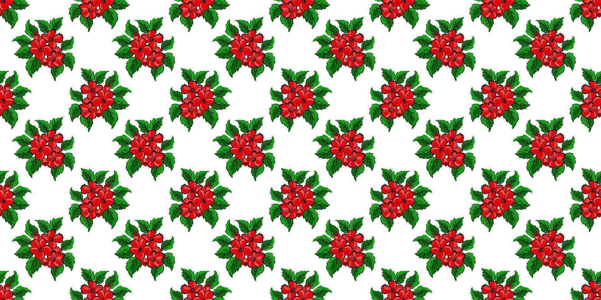 Expandable Pattern of Flowers and Leaves Decoration vector