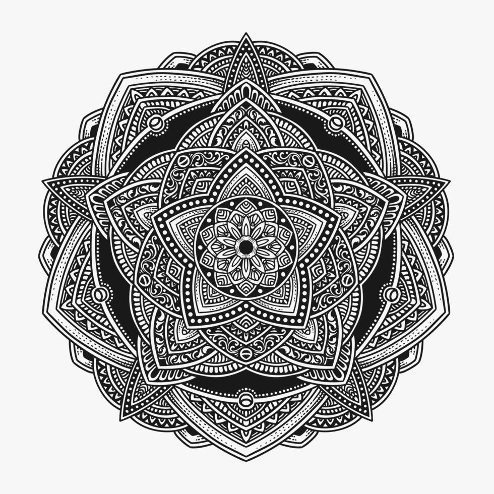 Beautiful floral pattern mandala art isolated on a black background - Eps 10 vector