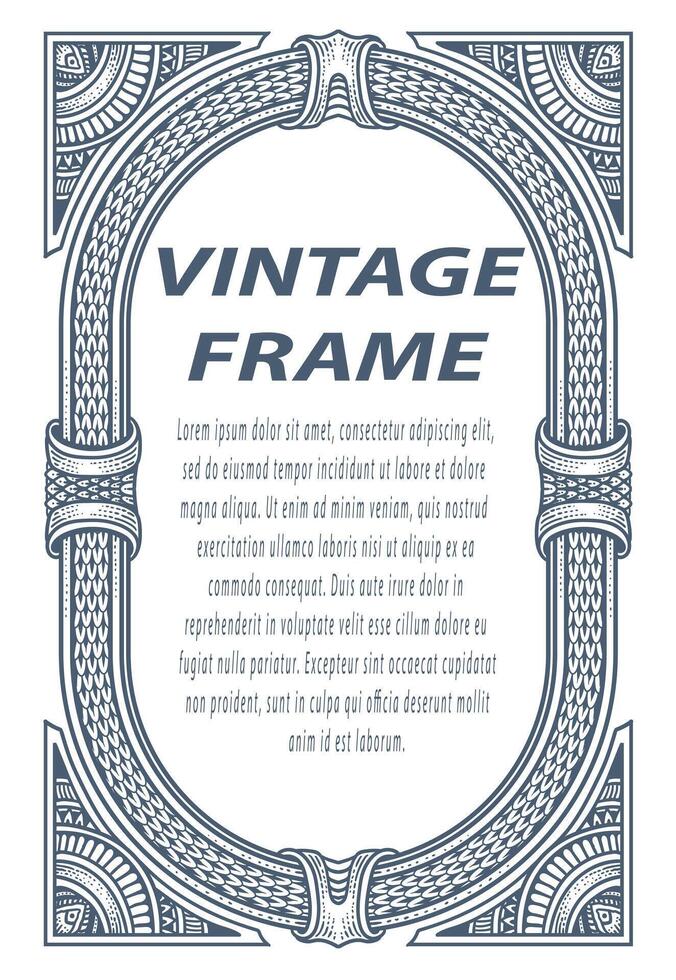 Vintage border frame engraving with antique ornament pattern - Eps 10 vector