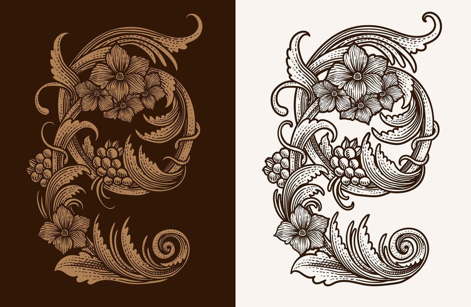 Illustration Vintage Baroque Victorian frame border floral ornament leaf - Eps 10 vector