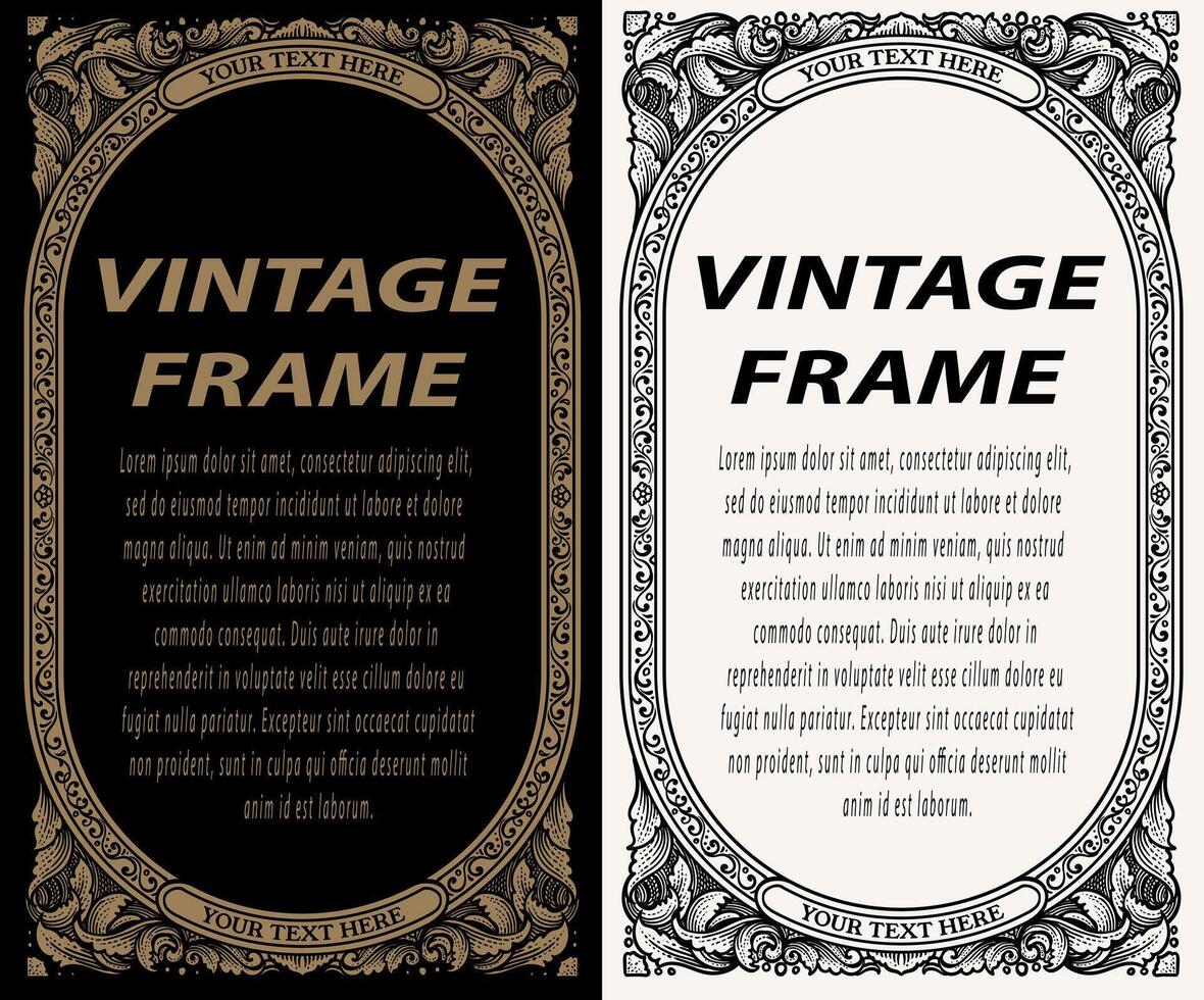 Vintage border frame engraving with antique ornament pattern - Eps 10 vector