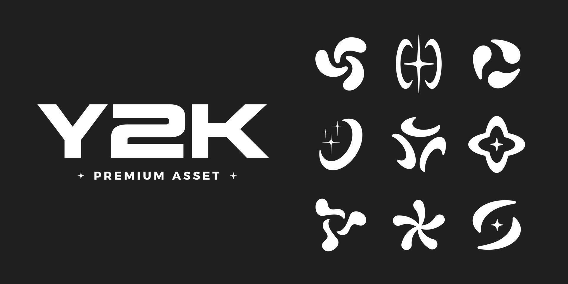 Y2K graphic design. 2000s shapes. vector