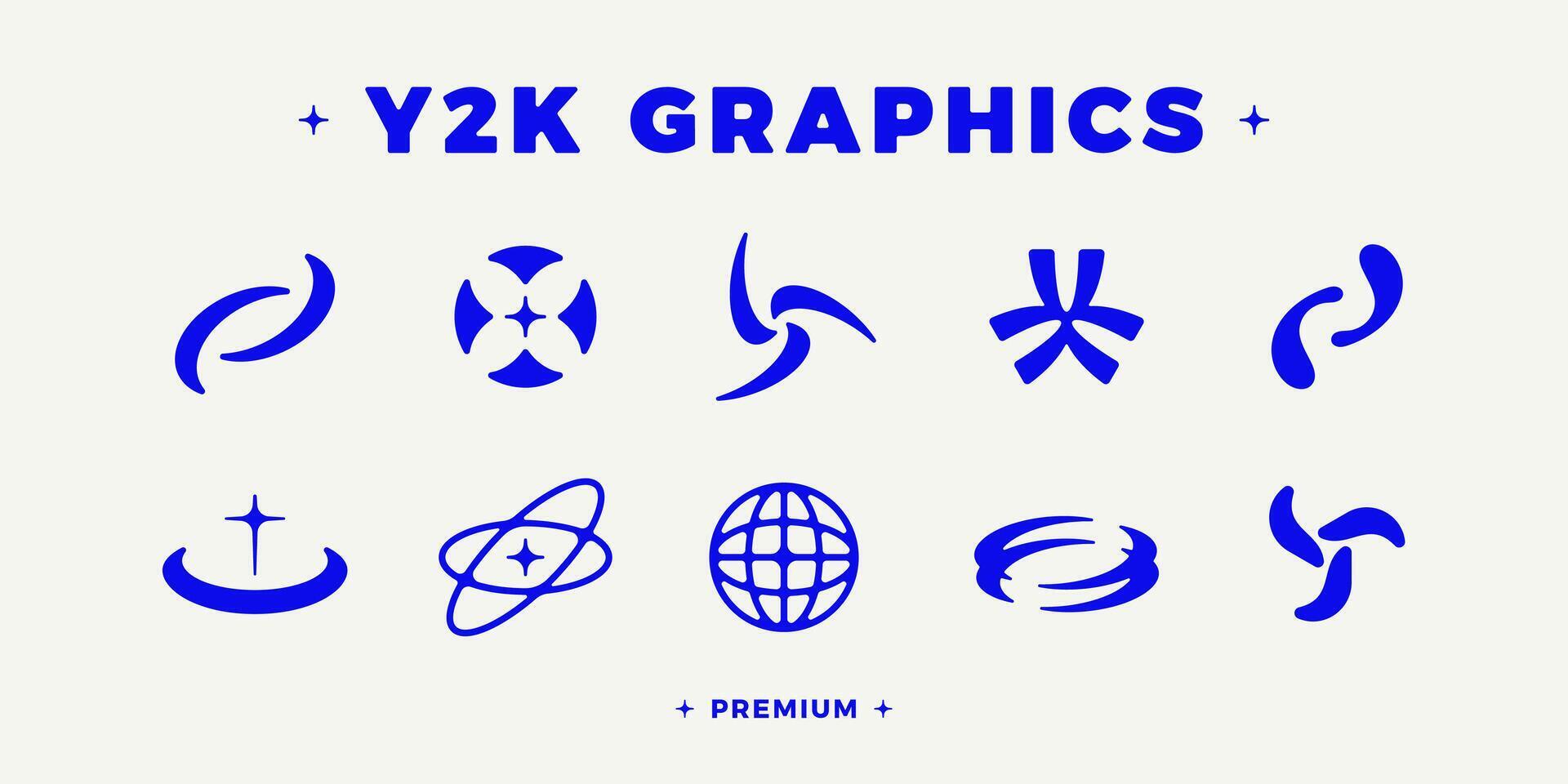 Y2K shapes set. 00s aesthetics. Y2K graphic design. vector