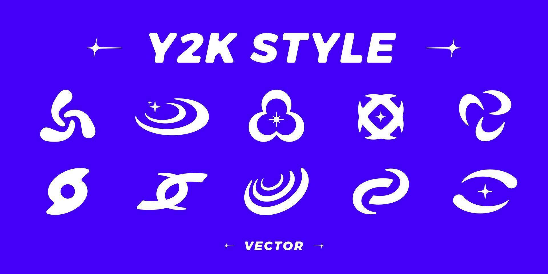Y2K graphic design. Trendy retro futuristic geometric forms. vector