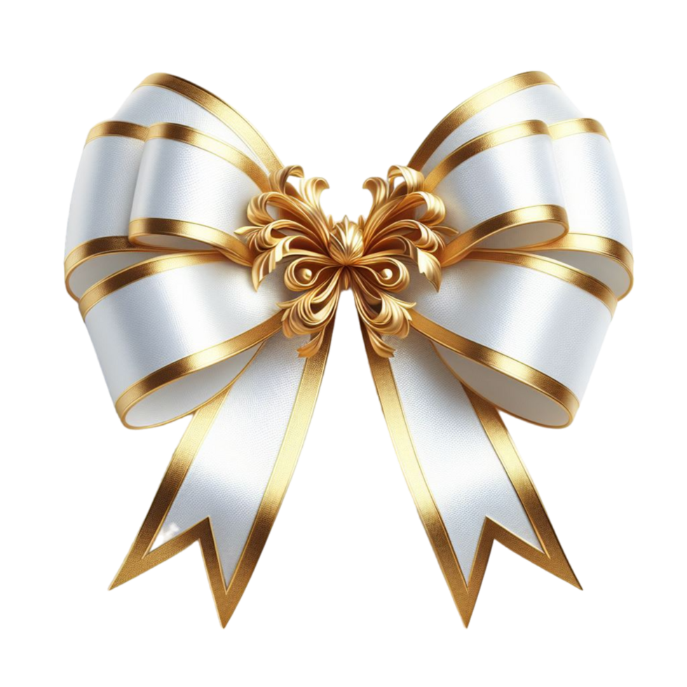 Generated Ai White and golden bow png