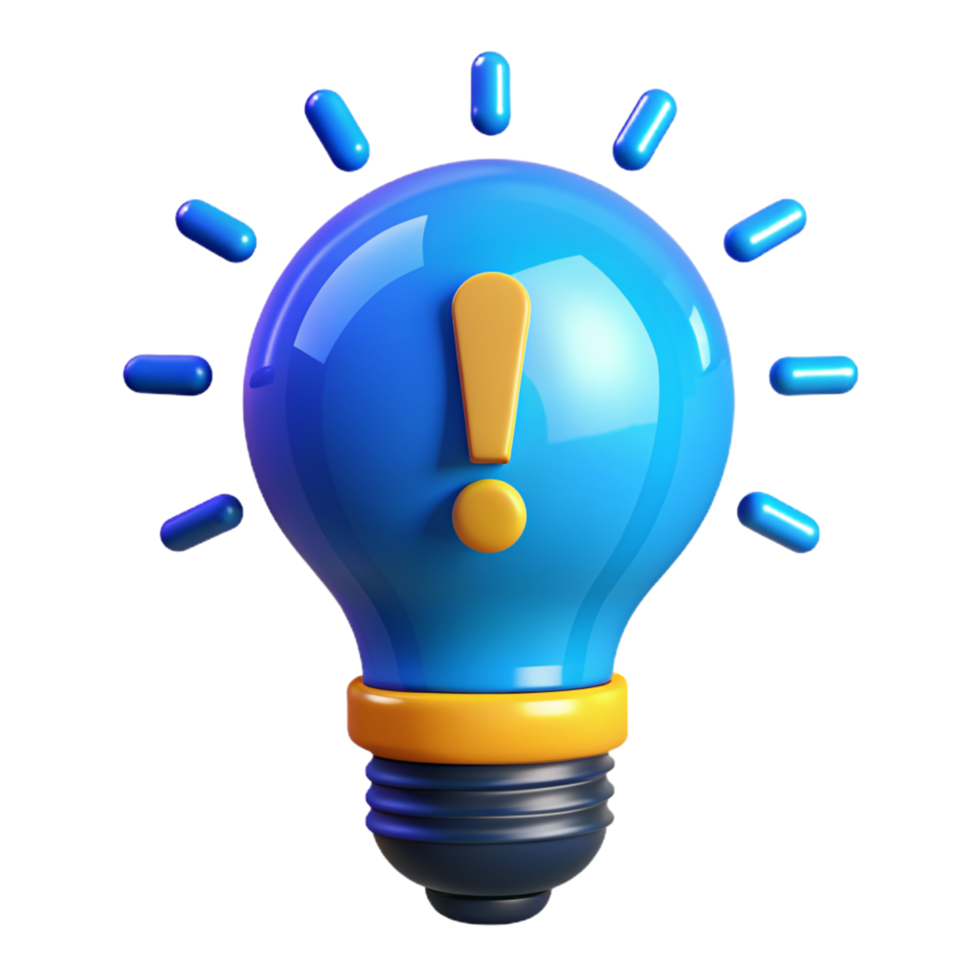 Light Bulb with Exclamation Mark 3d Style png
