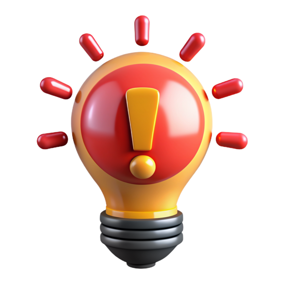 Light Bulb with Exclamation Mark 3d Object png